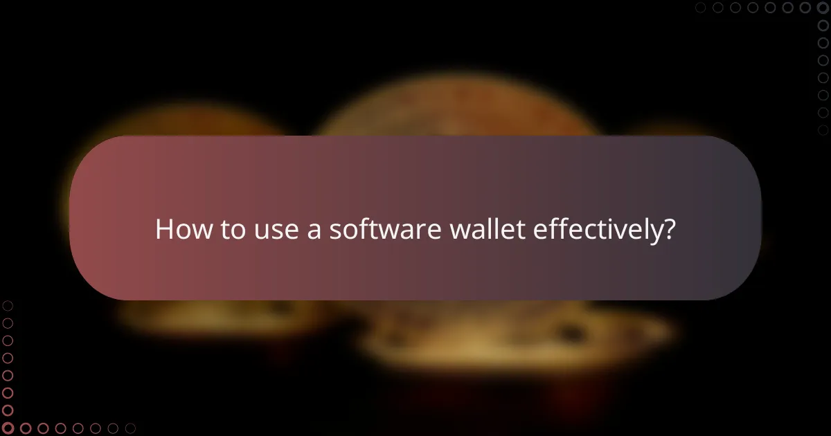 How to use a software wallet effectively?