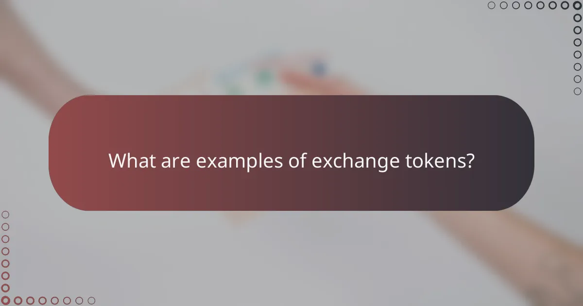 What are examples of exchange tokens?