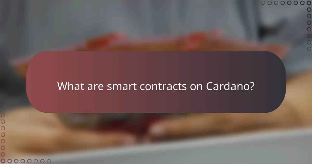 What are smart contracts on Cardano?